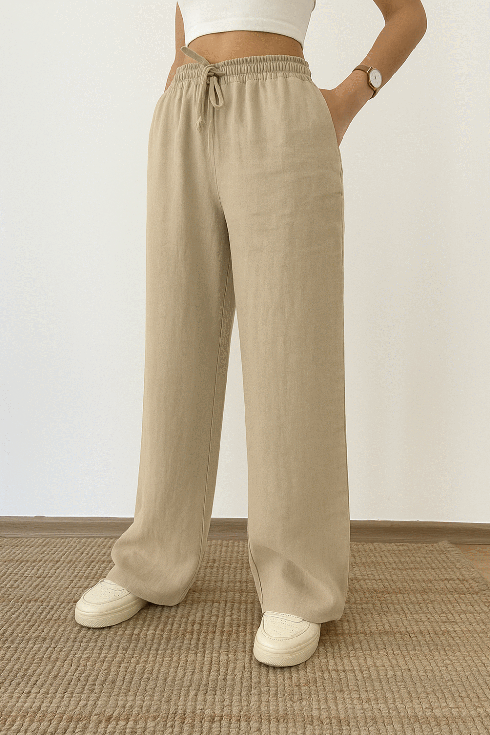 Beige Linen Pants