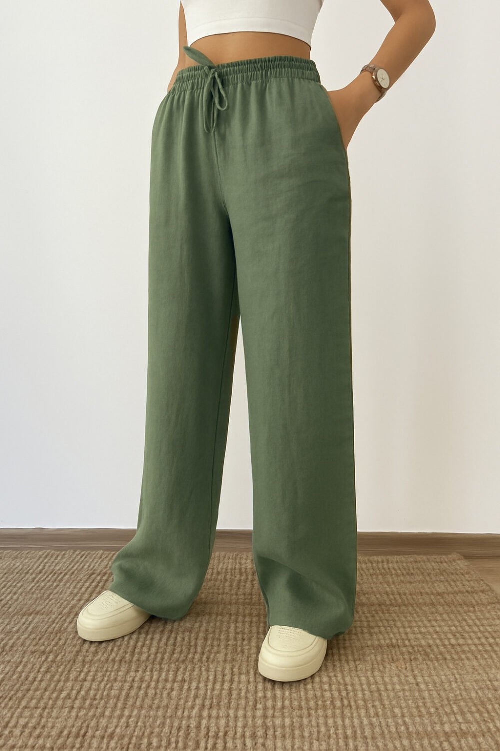 Olive Linen Pants
