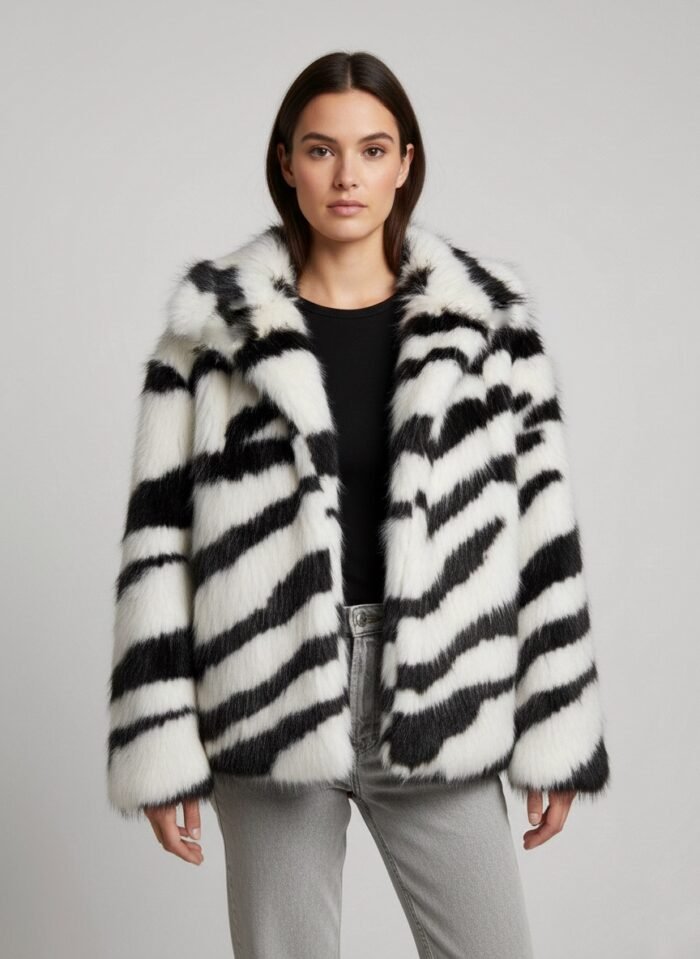 Premium Turkish Faux Fur Jacket – Zebra