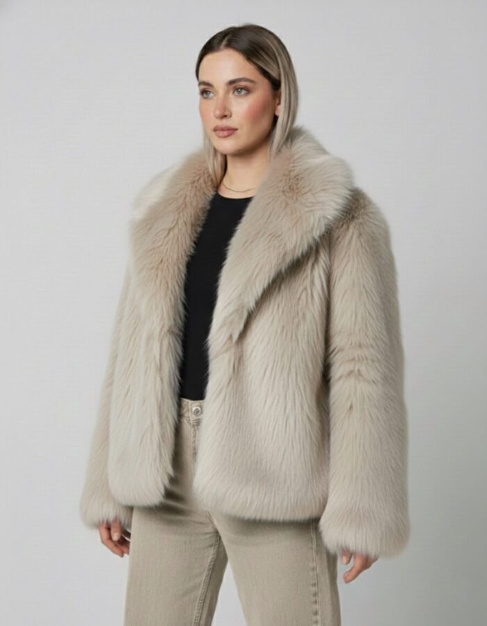 Premium Turkish Faux Fur Jacket- Creamy Beige