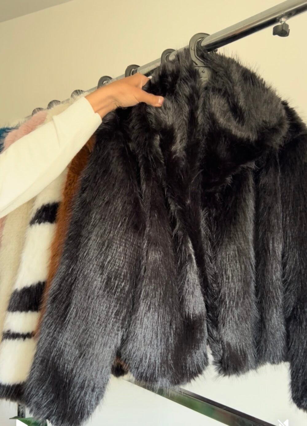 Premium Turkish Faux Fur Jacket – Black