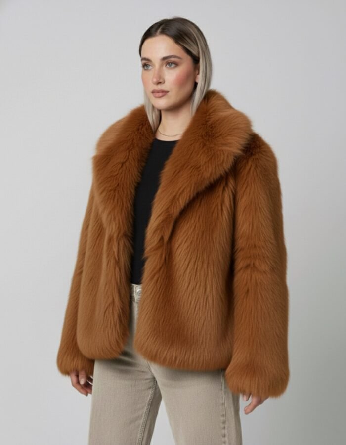 Premium Turkish Faux Fur Jacket – Camel
