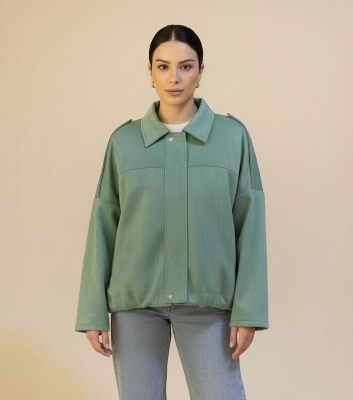 Minimal Suede Oversized Jacket- Mint Green