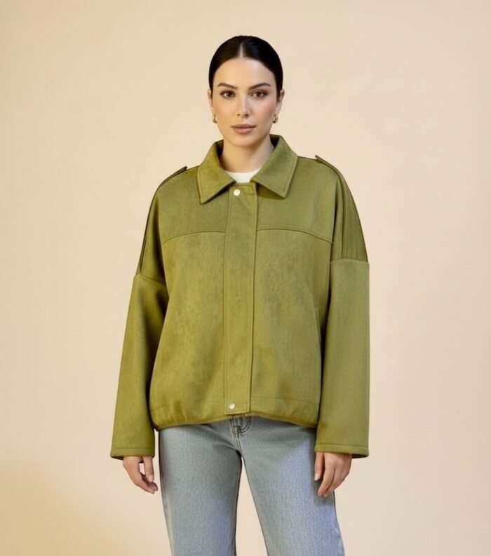 Minimal Suede Oversized Jacket - Kiwi