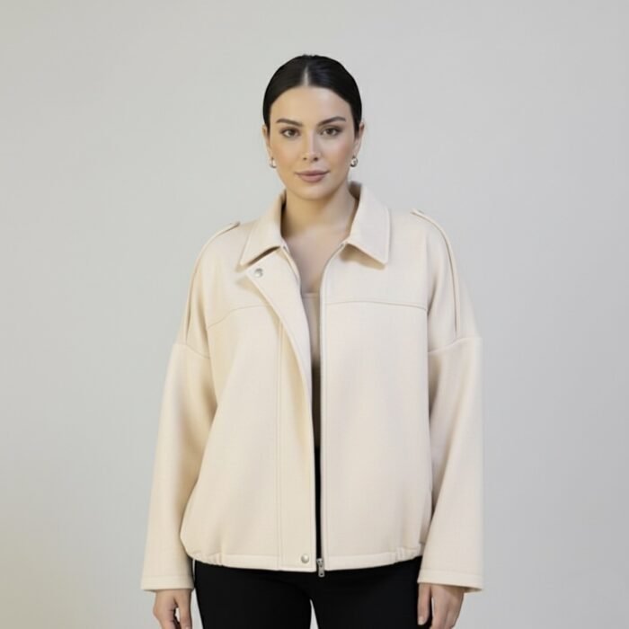 Minimal Suede Oversized Jacket- Off white