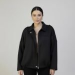 Minimal Suede Oversized Jacket- Black