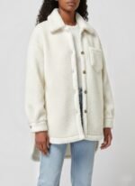 Oversized Teddy Shirt Jacket- White