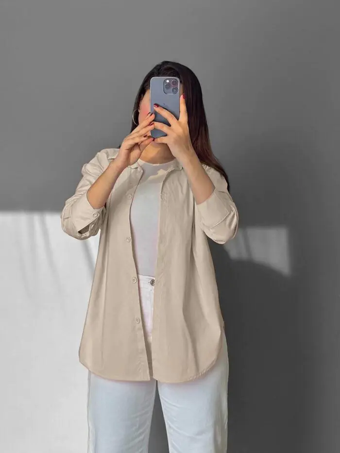 Classic Beige Poplin Shirt