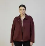 Minimal Suede Oversized Jacket- Burgundy