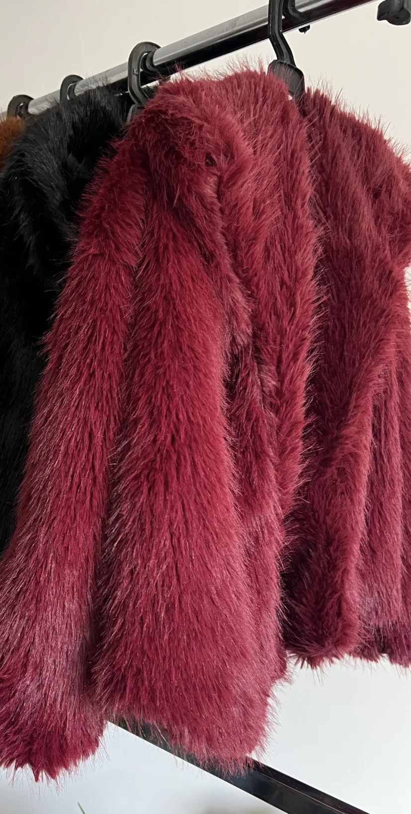 Premium Turkish Faux Fur Jacket – Burgundy