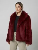 Premium Turkish Faux Fur Jacket – Burgundy