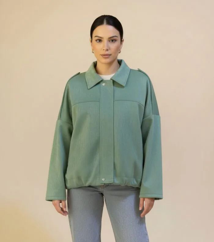 Minimal Suede Oversized Jacket- Mint Green