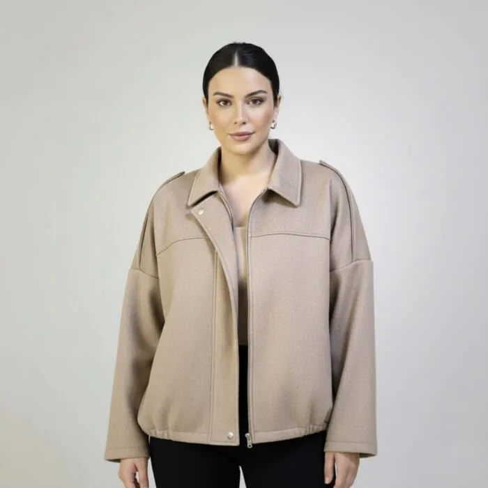 Minimal Suede Oversized Jacket- Beige