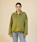 Minimal Suede Oversized Jacket - Kiwi