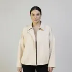 Minimal Suede Oversized Jacket- Off white