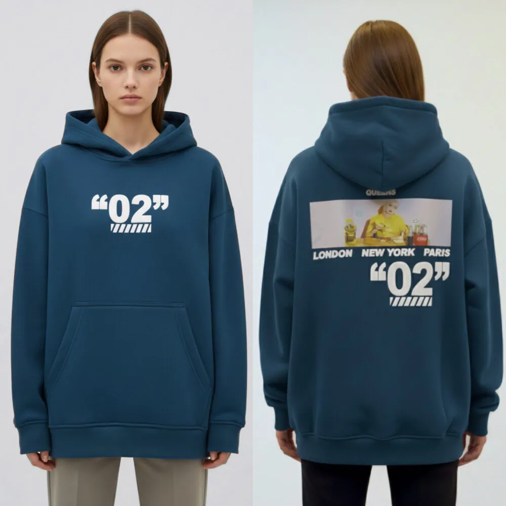 “02” City Oversized Hoodie- Teal
