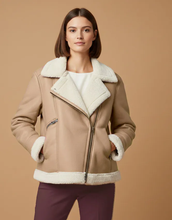 Leather Jacket- Beige