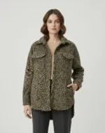 Oversized Sherpa Shirt Jacket- Beige