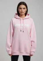 White Fox Oversized Hoodie- Pink