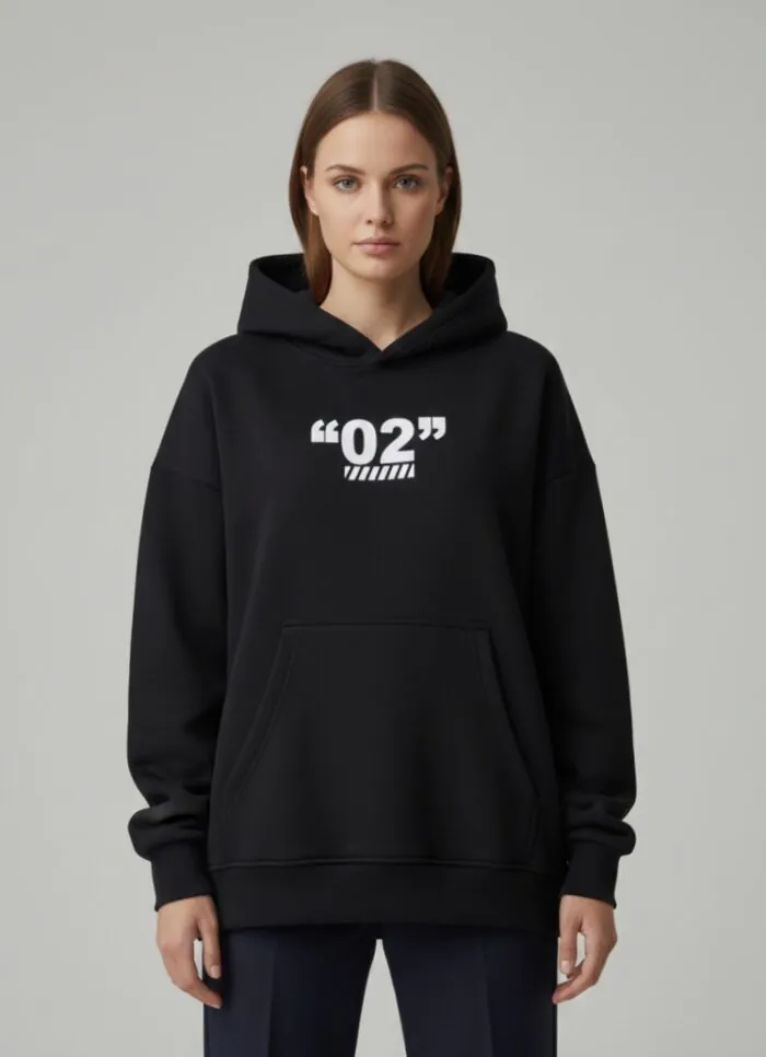 “02” City Oversized Hoodie- Black