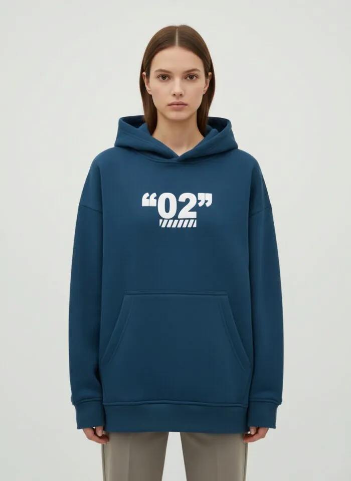 “02” City Oversized Hoodie- Teal
