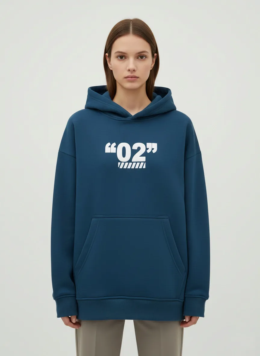 “02” City Oversized Hoodie- Teal