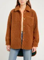 Oversized Teddy Shirt Jacket- Camel