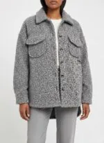 Oversized Teddy Shirt Jacket- Grey